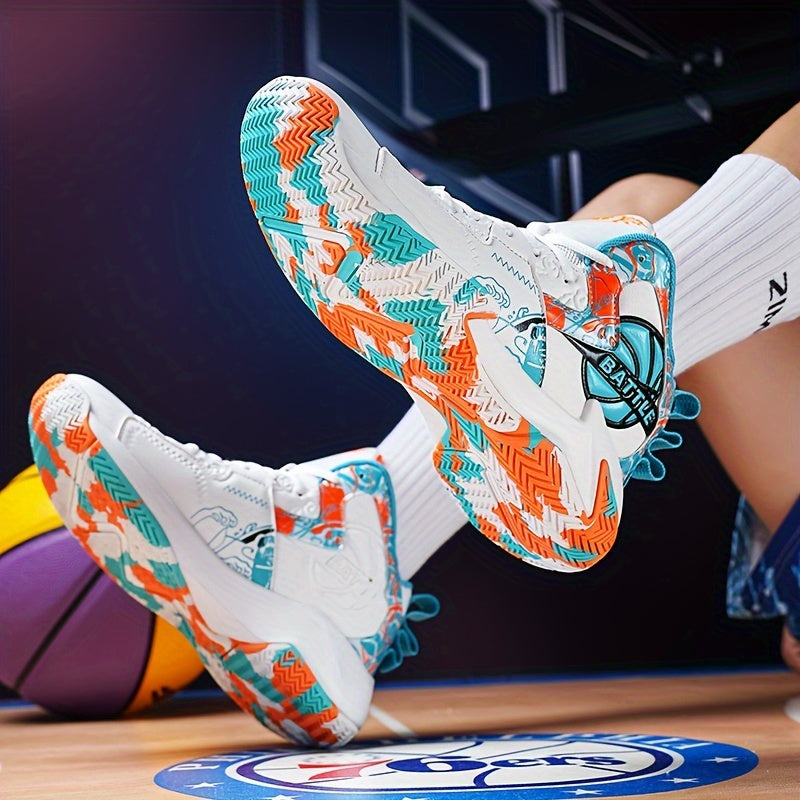 Men's Plus Size High Top Basketball Shoes Non-Slip Lace Up Sneakers