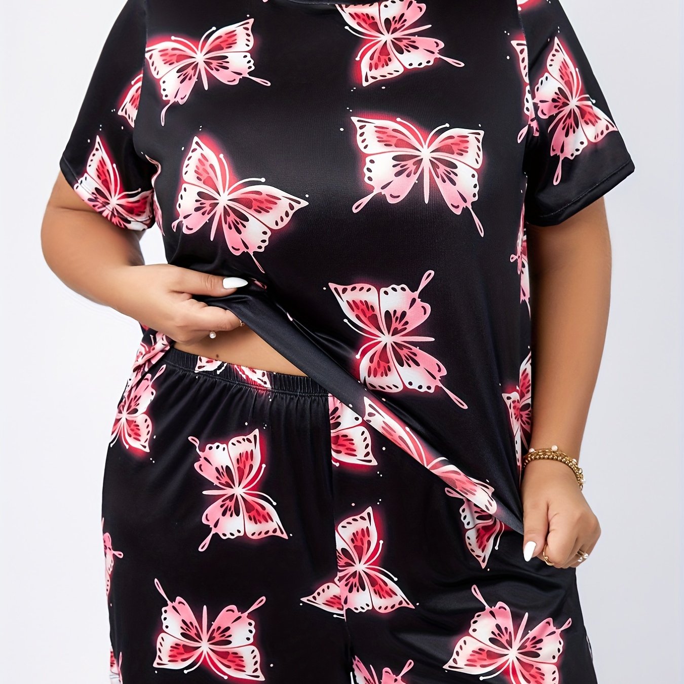 Butterfly Print Tee & Shorts Pajama Set
