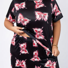 Butterfly Print Tee & Shorts Pajama Set