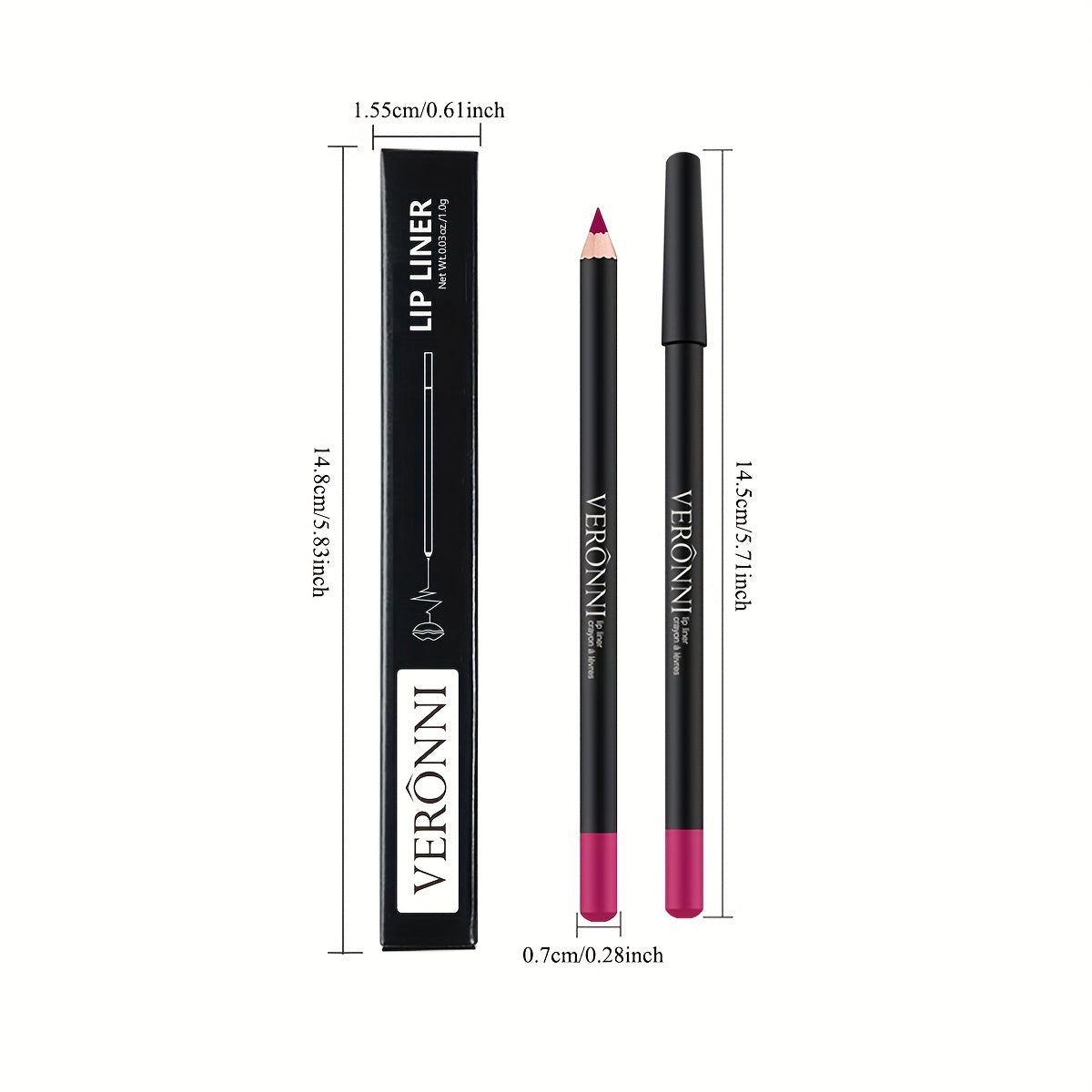 VERONNI Nude Matte Lip Liner Pencil Waterproof Sweatproof Correcting Lip Pen