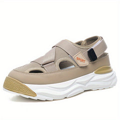 Men's Breathable Chunky Slip-On Sandals with Hook & Loop Strap