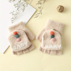 Children's Cartoon Winter Gloves Half Finger