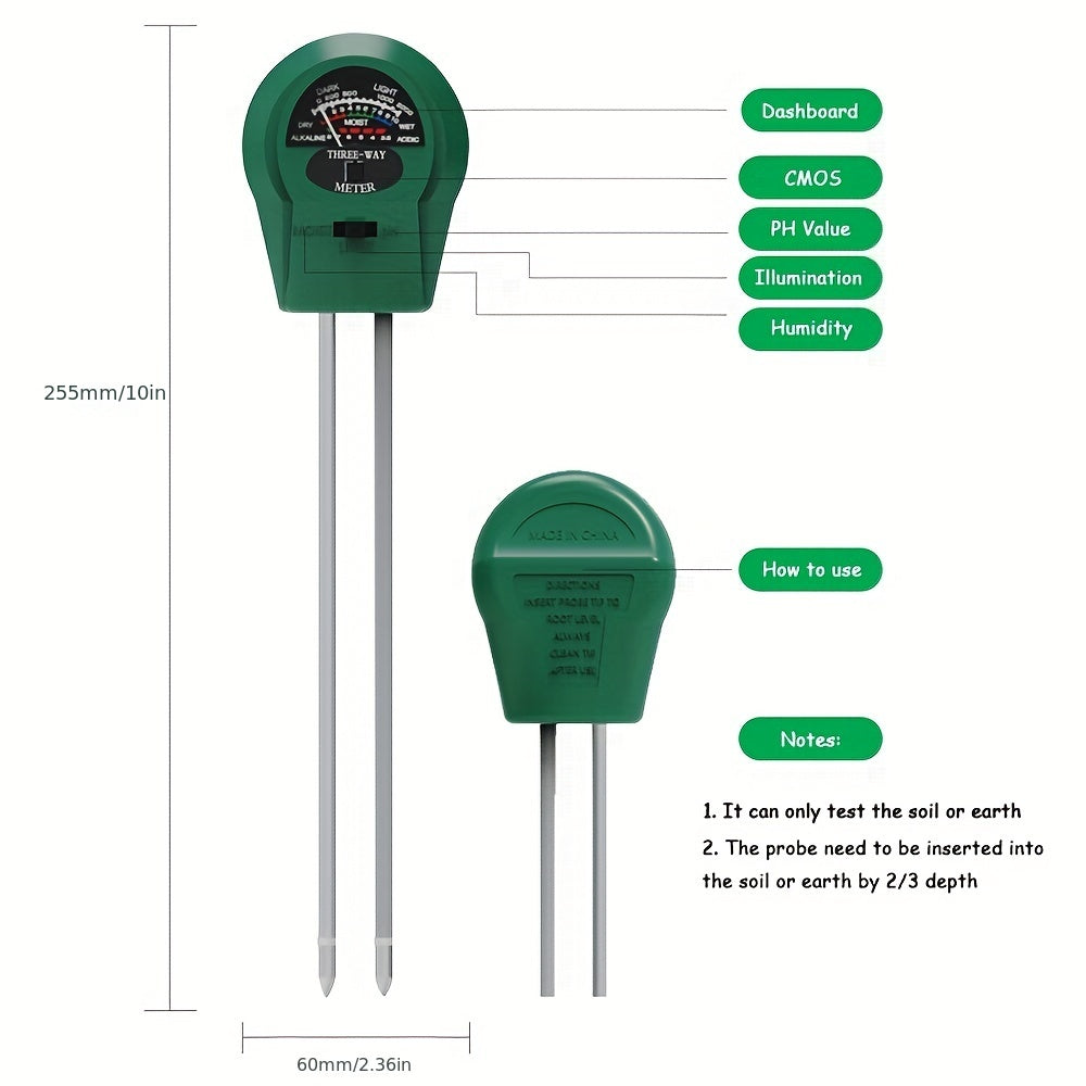 3 In 1 Soil PH Meter Moisture Monitor Acidity Detector