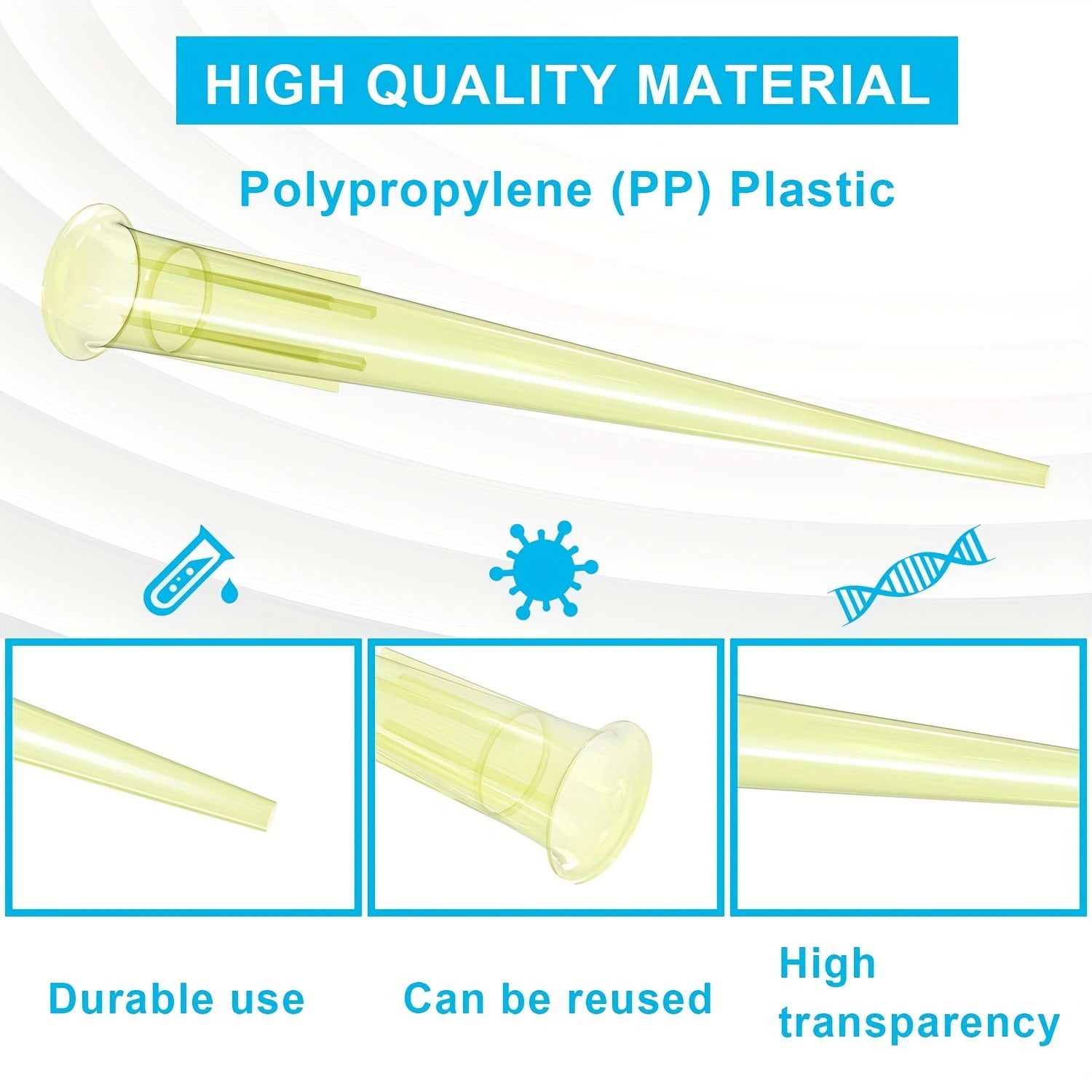 1000pcs Pipette Tips Clear Yellow Lab Plastic Liquid Pipettor Tips