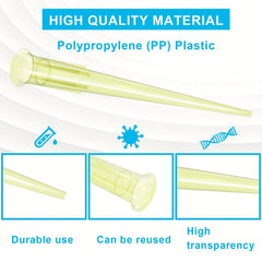 1000pcs Pipette Tips Clear Yellow Lab Plastic Liquid Pipettor Tips
