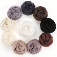 Dark Colors Wool Roving Needle Felting Hand Spinning Yarn 10g Pack