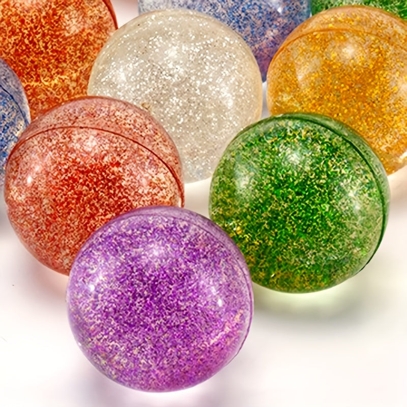 18pcs Glitter Bouncy Balls - Colorful Party Favors Toys Games Prizes