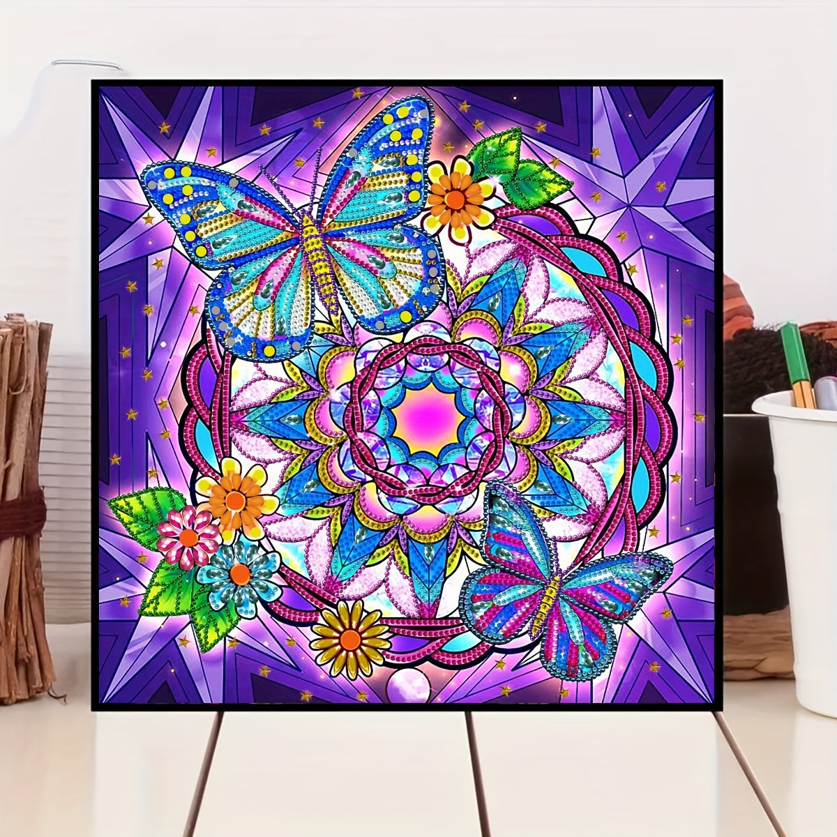 Butterfly Flower Diamond Painting Kit DIY 5D Special Shape Crystal Beginner Art