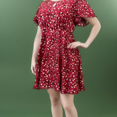 Dress Women's Plus Floral Print Bell Sleeve Cut Out Round Neck Dress