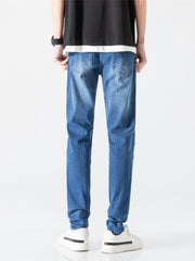 Solid Ripped Long Length Jeans