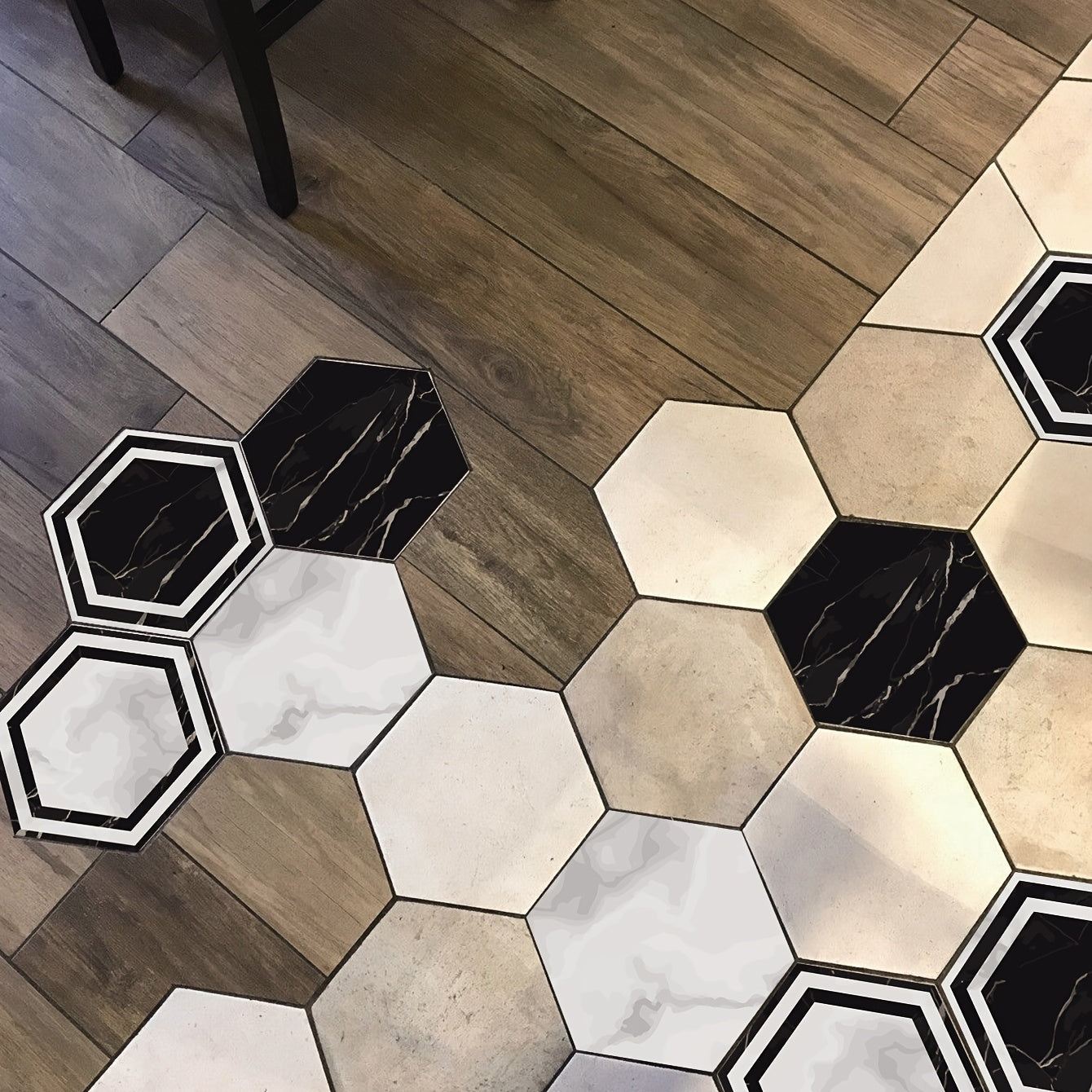 7pcs Marble Hexagon Tile Stickers - Waterproof & Non Slip