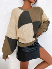 Casual Crew Neck Pullover Sweater Drop Shoulder Long Sleeve