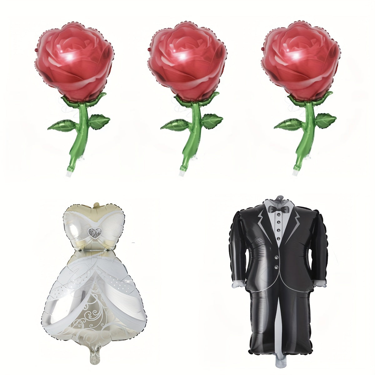 5pcs Set Wedding Balloon Decoration Bride Groom Dress Aluminum Film Balloons
