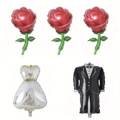 5pcs Set Wedding Balloon Decoration Bride Groom Dress Aluminum Film Balloons