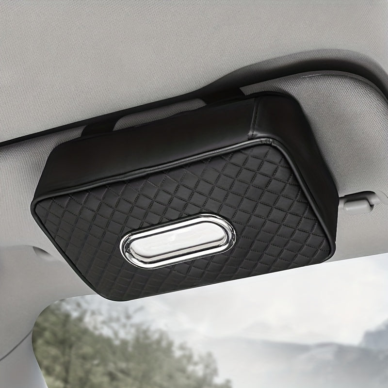 Leather Car Visor Tissue Holder Auto Napkin Case with Strap