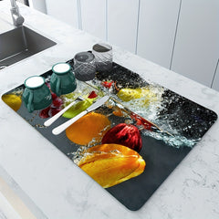 Fruit Pattern Dish Drying Mat Soft Rubber Non Slip Absorbent Wear resistant