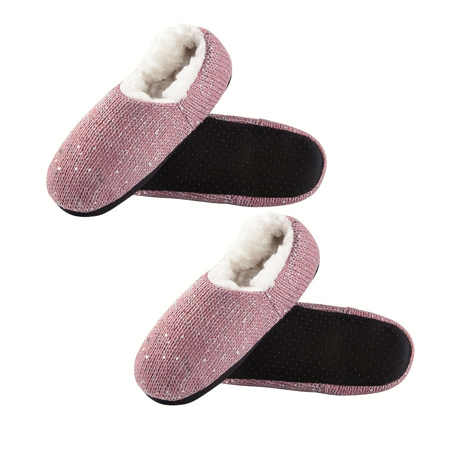2 Pairs Plush Lined Socks Soft & Warm Low Cut Floor Socks Women's Stockings