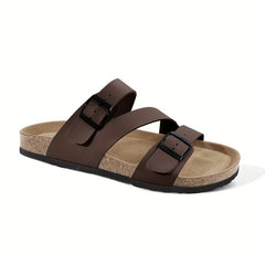Men's Non Slip Leather Sandals Quick Drying Casual Slide Sandals