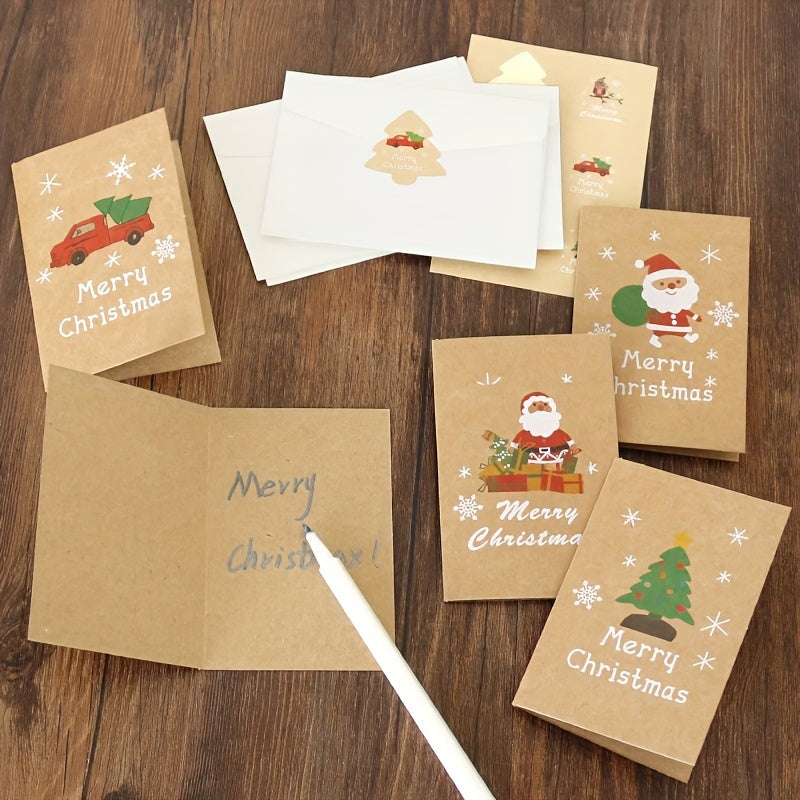 6pcs Christmas Blessing Cards with Envelope Stickers