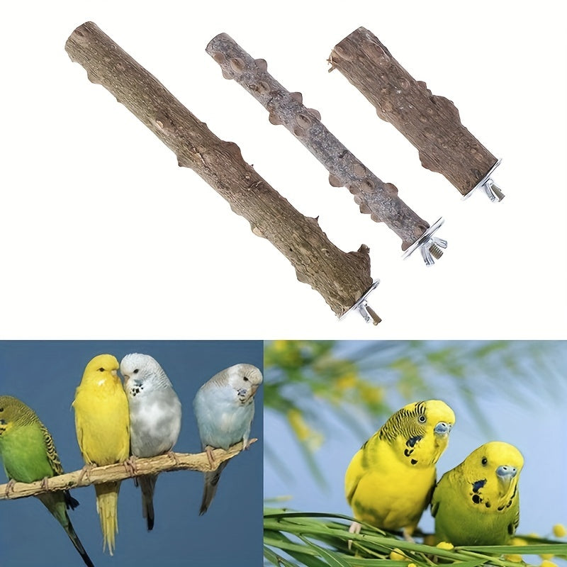 Wood Parrot Perch w/ Grinding Pepper for Claw Health