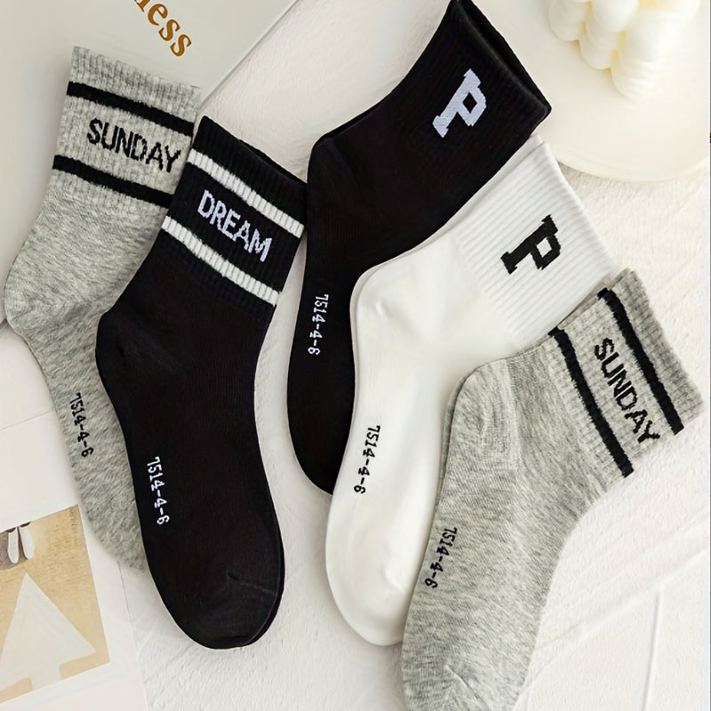 Boys Kids Letter P Print Socks Cotton Warm Crew Socks Children's Socks