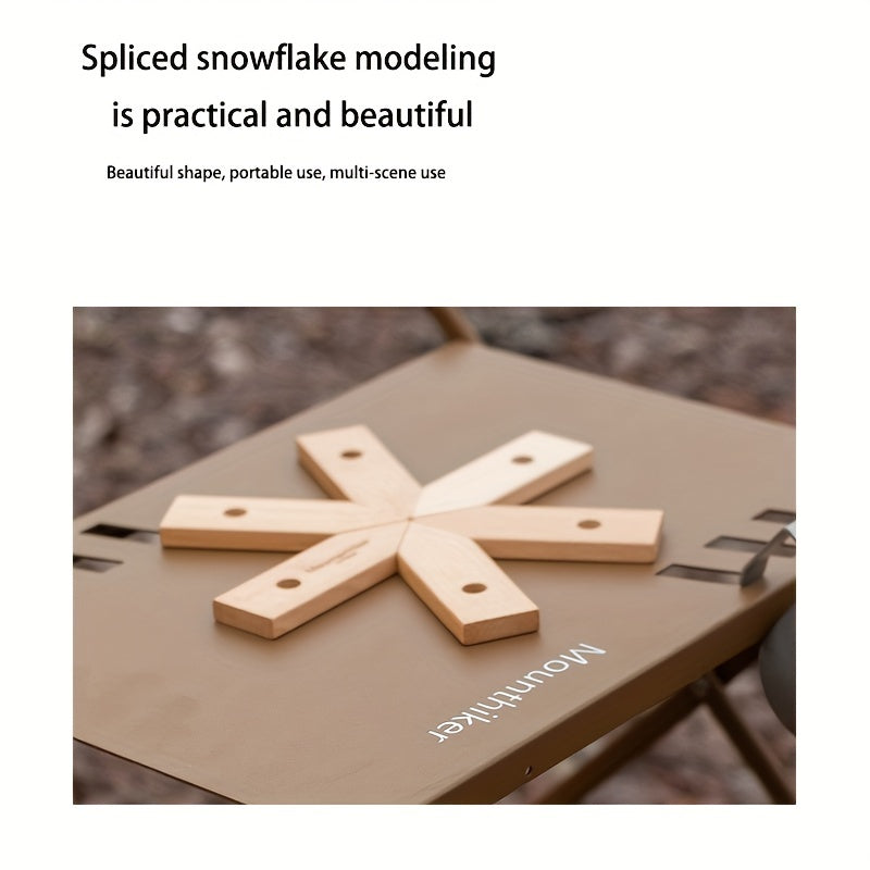Snowflake Mat Anti scalding Pot Mat Outdoor Beech Wood Camping Picnic