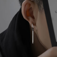 Titanium Steel Hip Hop Style Silver Earrings for Men