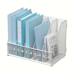 Metal Desk Magazine File Holder 5 Vertical Compartments Rack Organizer