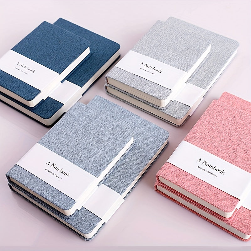 Multicolor Linen Cloth Cover Notebook Half Lined Blank Sheets Hard Cover Notepad