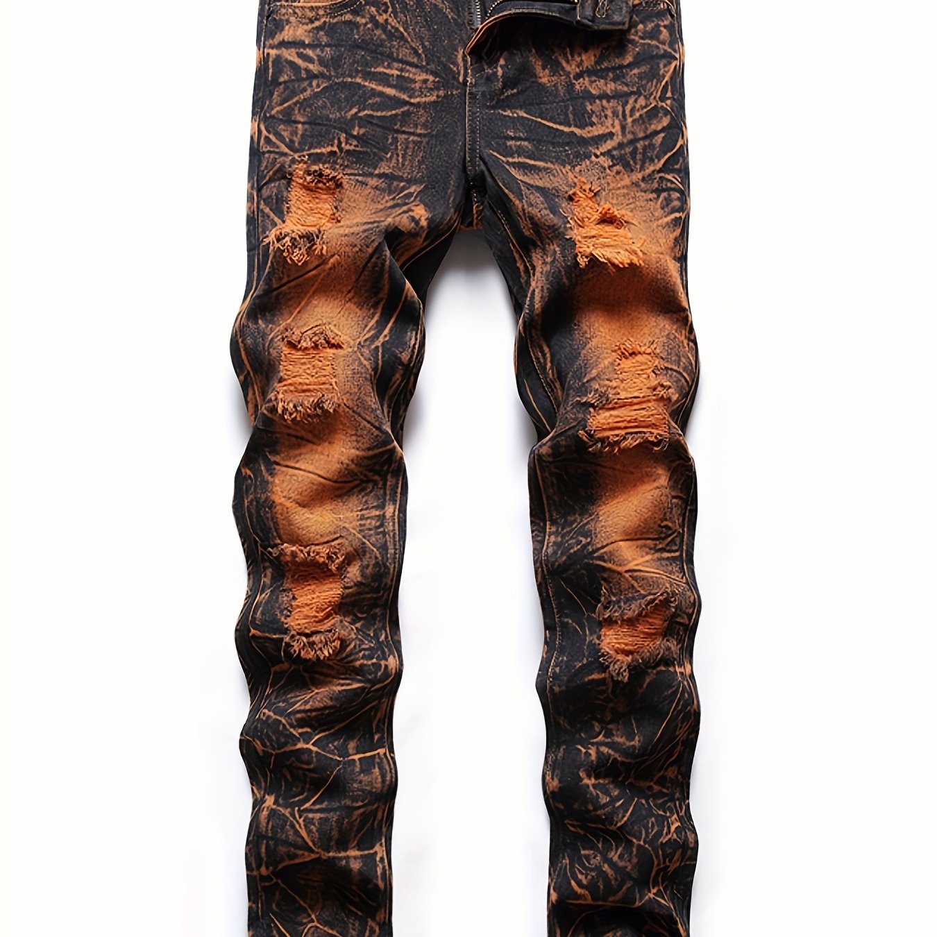 Boys Ripped Tie Dye Jeans Slim Fit Denim Pants