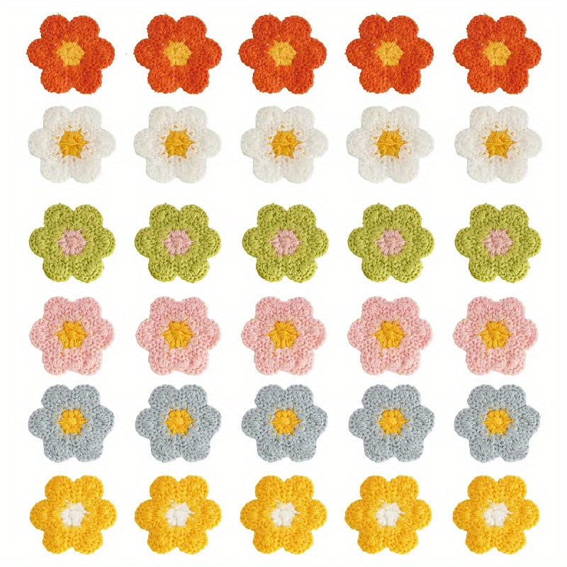 30pcs Flower Embroidery Patches DIY Sewing For Clothes Bags Hat Decoration