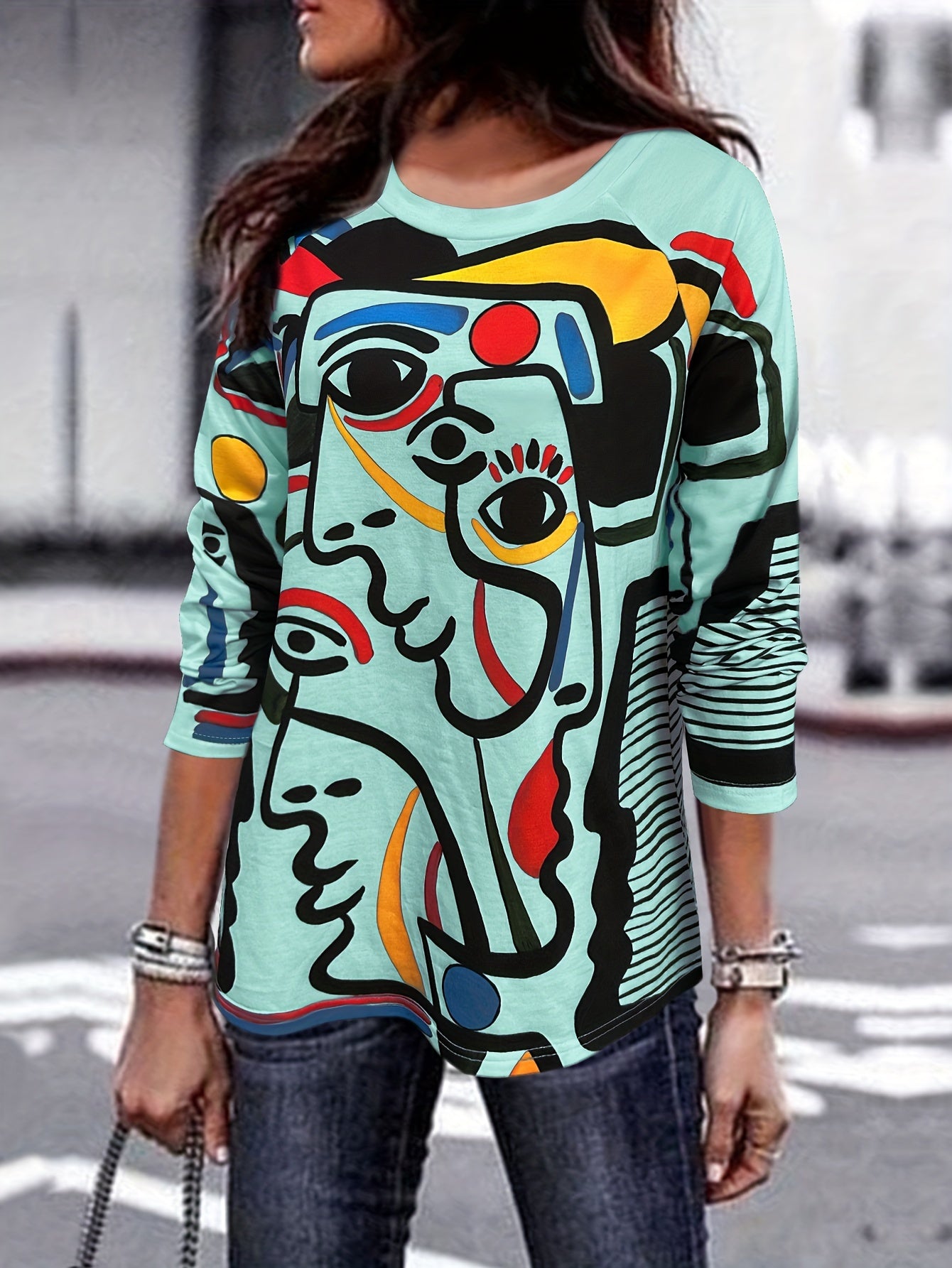 Abstract Graffiti Print Pullover Sweatshirt