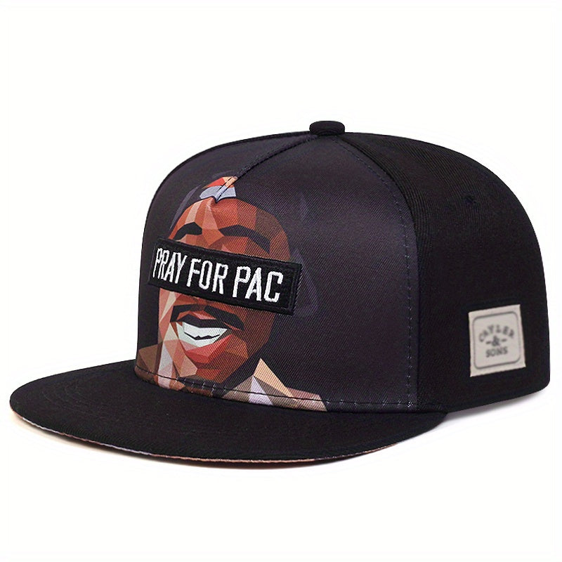 Men's High Portrait Embroidered Hip Hop Flat Brim Hat Baseball Cap