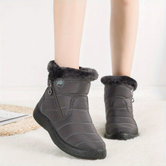 Solid Waterproof Boots Velvet Warm Snow Fuzzy Shoes