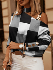 Off Shoulder Halter Neck Long Sleeve Sweatshirt