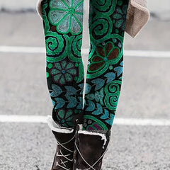 Floral Print Skinny Leggings High Waist Women's Casual Leggings