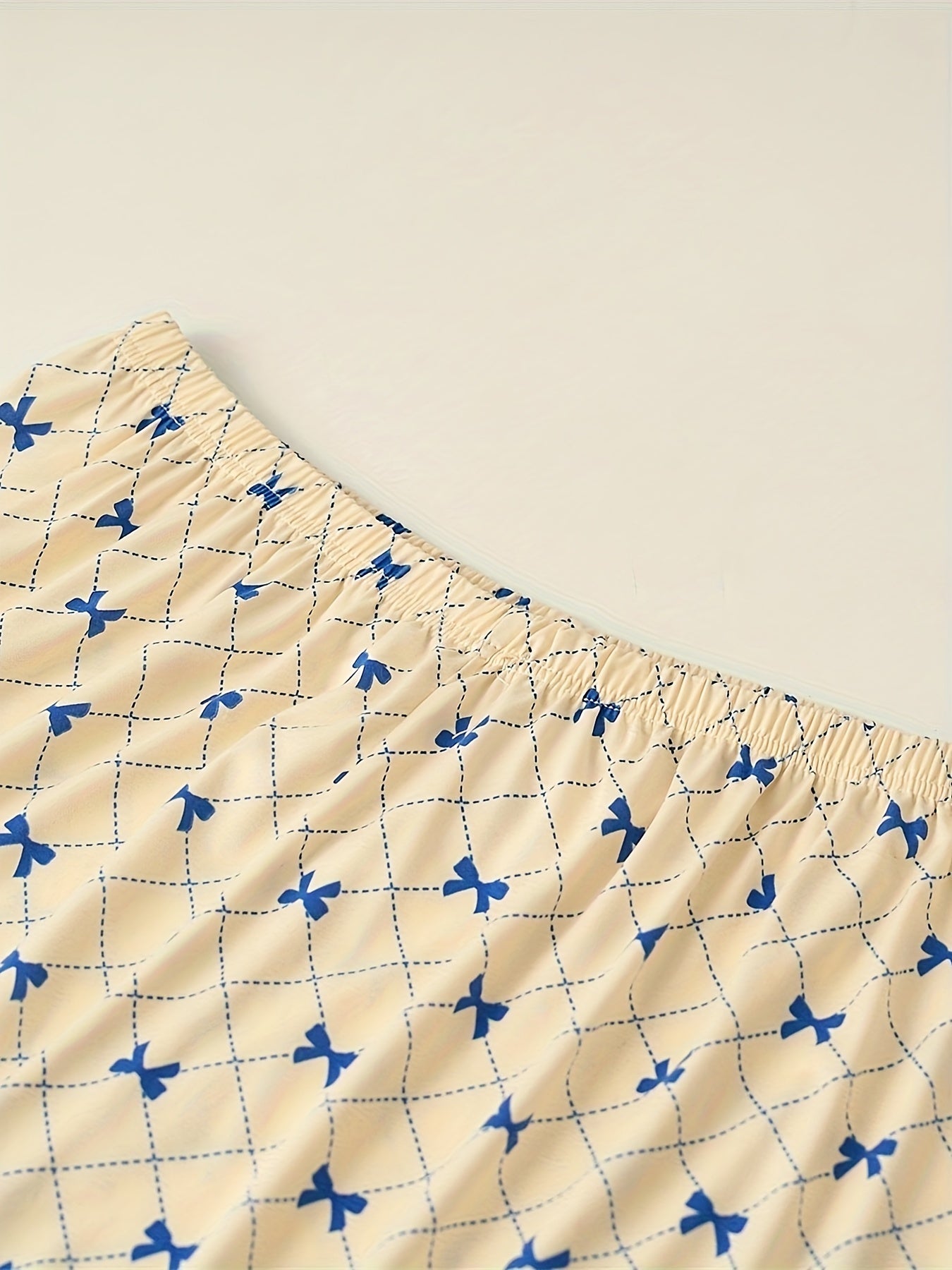 Bow Knot & Argyle Print High Waist Loose Home Wear Pants