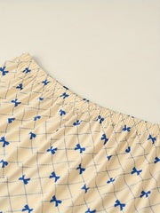 Bow Knot & Argyle Print High Waist Loose Home Wear Pants