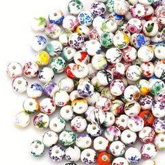 50pcs Mixed Flower Ceramic Craft Beads Set for DIY Jewelry Making Supplies