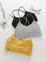 Girls Push Up Cross Straps Vests Backless Crop Tube Tops Halter Lingerie