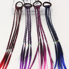 Colorful Ponytail Wig Hair Extension 6pcs Set Girls Hair Tie Accessory