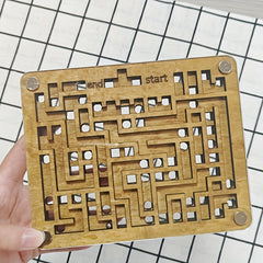 Wooden Double Sided Ball Maze Brain Teaser Toy