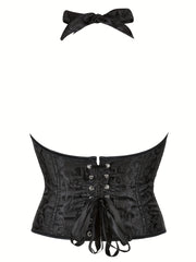 Floral Bustier Halter Top Backless Crop Top