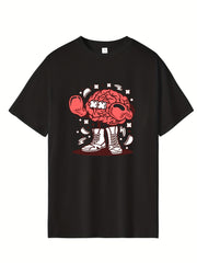 Men's Cartoon Print T-shirt Hip Pop Boy Illustration Tee
