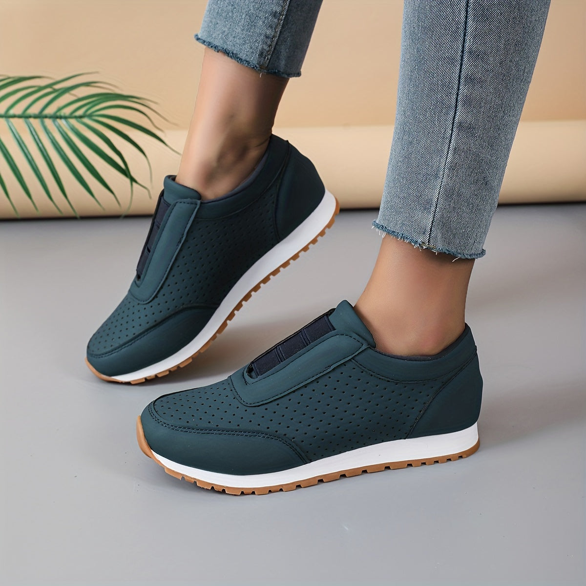 Women's Hollow Out Slip On Sneakers Breathable Outdoor Shoes