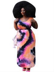 Tie Dye Maxi Dress Women's Plus Loose Fit Long Dress