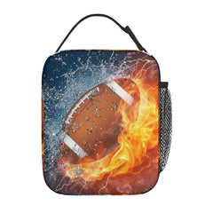 Football Ball Fire Lunch Bag Insulated Lunch Box Bag Waterproof Shark Lunch Tote