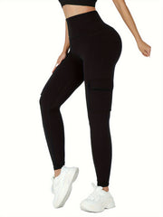 Women's Cargo Pockets Leggings High Waisted Tummy Control No See Through