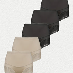 5 Pack Plus Size Panties Set High Rise Tummy Control Boy Shorts