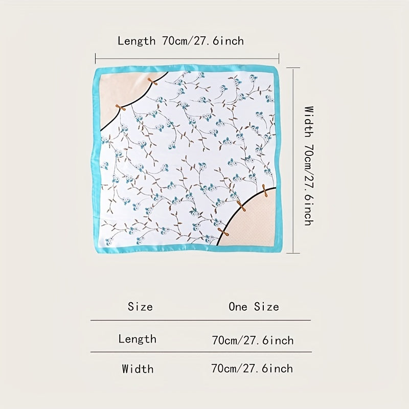 Flower Print Bandana Classic Silk Square Scarf Necke...